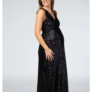 Pinkblush Black Sequin Maxi Maternity Dress